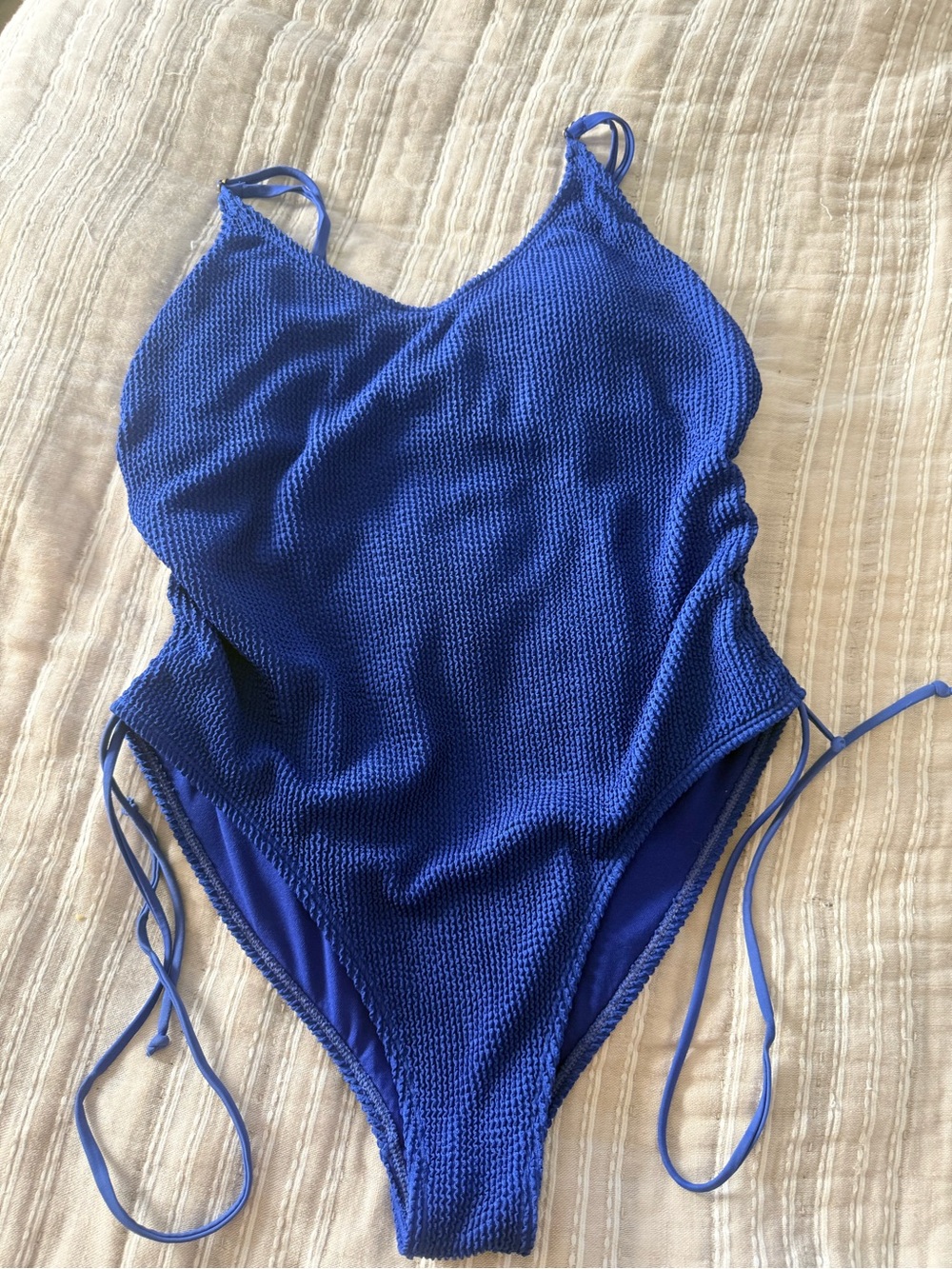 Royal Blue Textured One-Piece Swimsuit